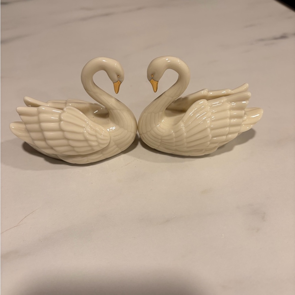 Lenox vintage swan place card holders/wedding cake toppers SET